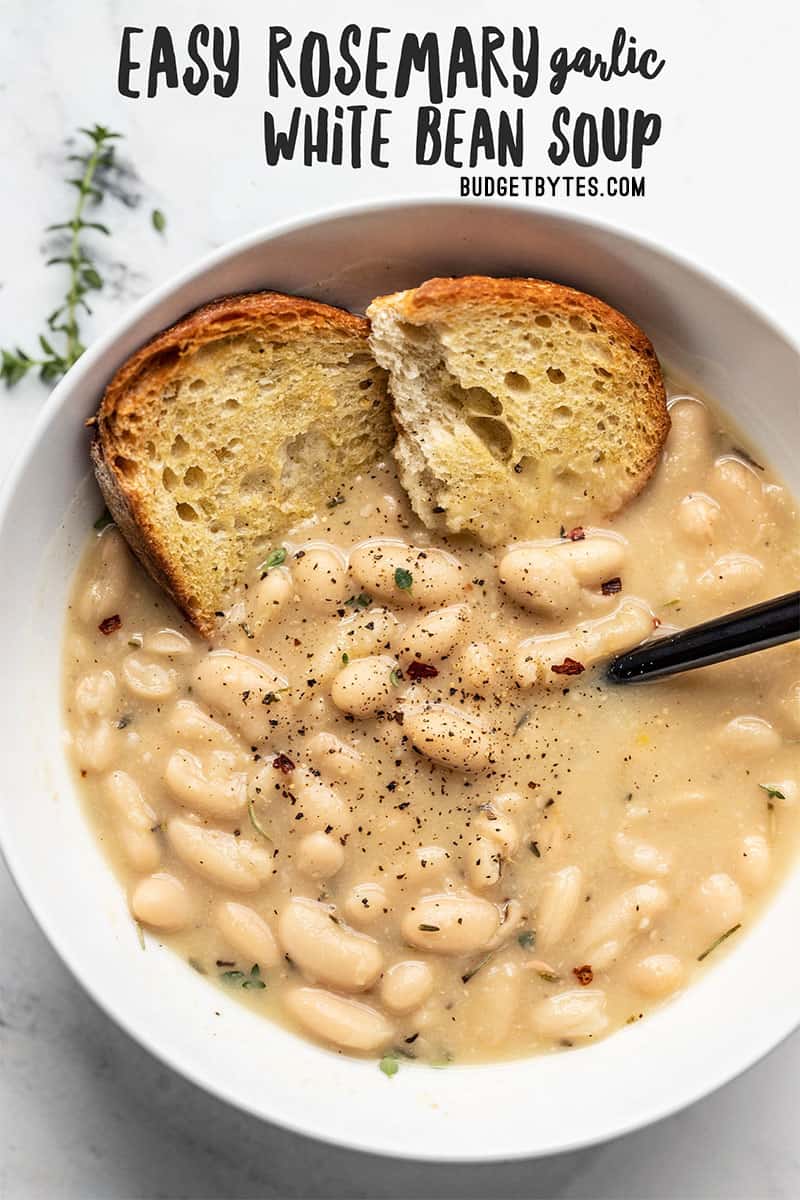 easy rosemary garlic white bean soup