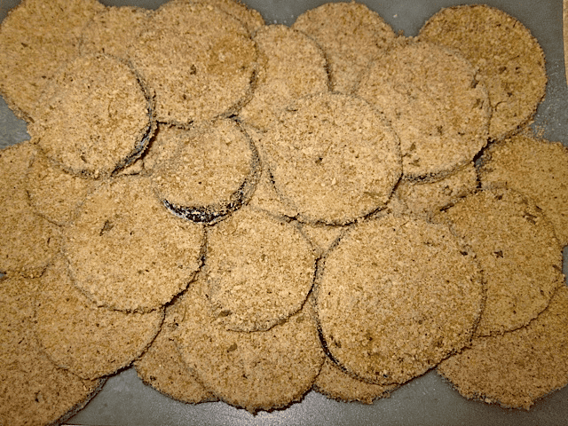 Breaded eggplant slices