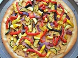 Roasted Vegetable Hummus Pizza