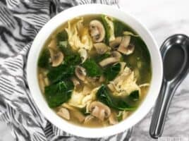 This quick and easy egg drop soup is warm and southing on cold days or when you're feeling under the weather. BudgetBytes.com