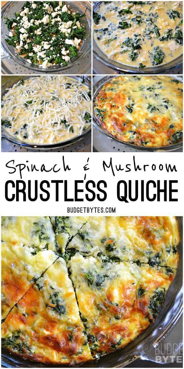 Spinach Mushroom and Feta Crustless Quiche - Budget Bytes