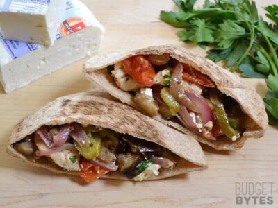 Oven Roasted Greek Stuffed Pitas - Budget Bytes