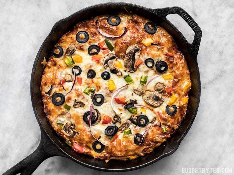 Upside-Down Deep-Dish Skillet Pizza - A Family Feast®