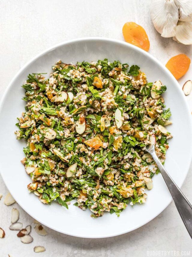 Parsley Salad with Almonds and Apricots - Budget Bytes