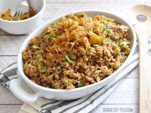 Homemade Mujaddara - Rice and Lentil Pilaf - Budget Bytes