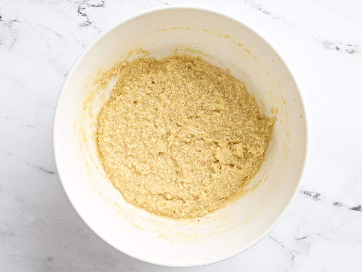 Matzo ball dough in a bowl.