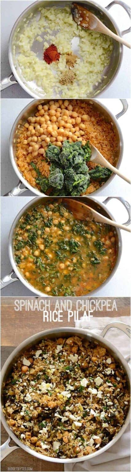 One Pot Spinach and Chickpea Rice Pilaf - Budget Bytes