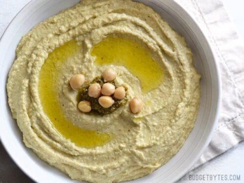 Homemade Herby Pesto Hummus Recipe - Budget Bytes