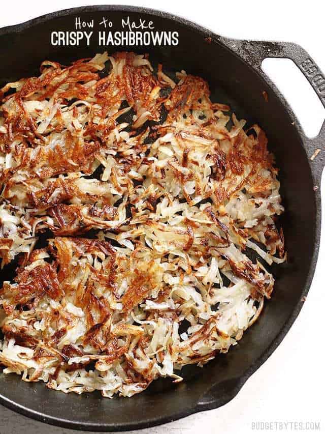 Crispy Cast Iron Skillet Hash Browns with Cheese - Bird's Eye Meeple