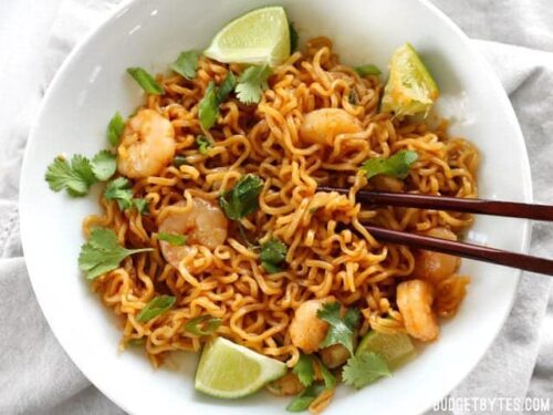 Lime Shrimp Dragon Noodles - Budget Bytes