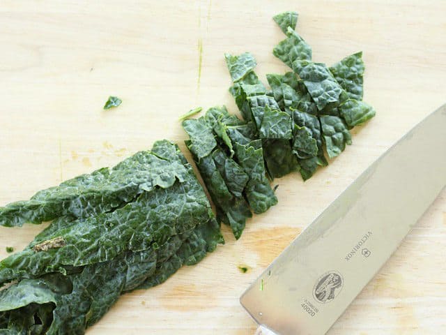 Lacinato kale sliced into strips