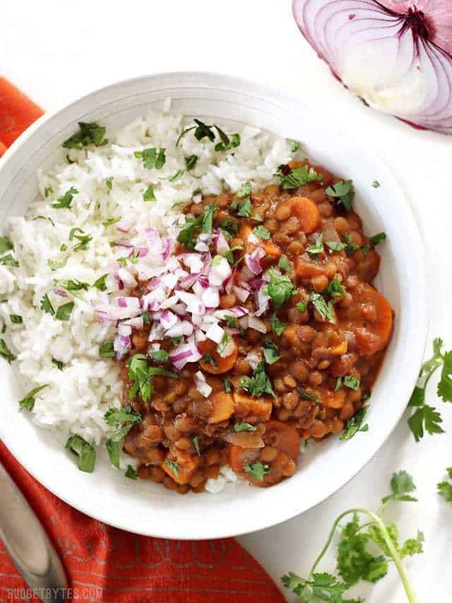 Crockpot Red Lentils Recipe With Onions ( Instant Pot Version Also  Included)