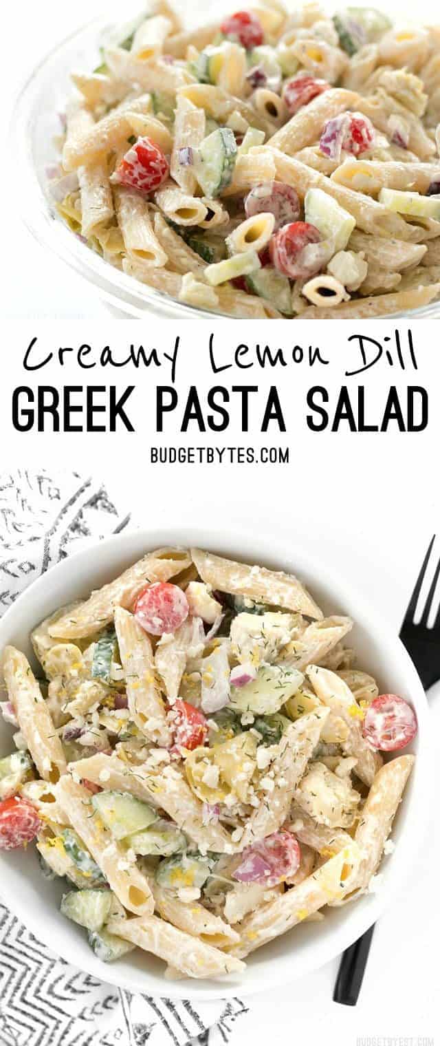 Creamy Lemon Dill Greek Pasta Salad - Budget Bytes