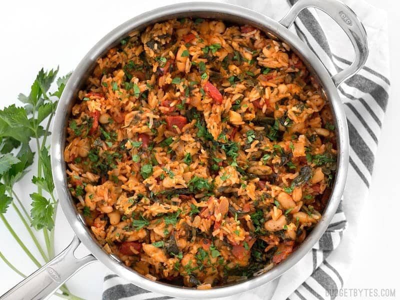 https://www.budgetbytes.com/wp-content/uploads/2016/10/Tomato-Herb-Rice-with-White-Beans-and-Spinach-finished.jpg