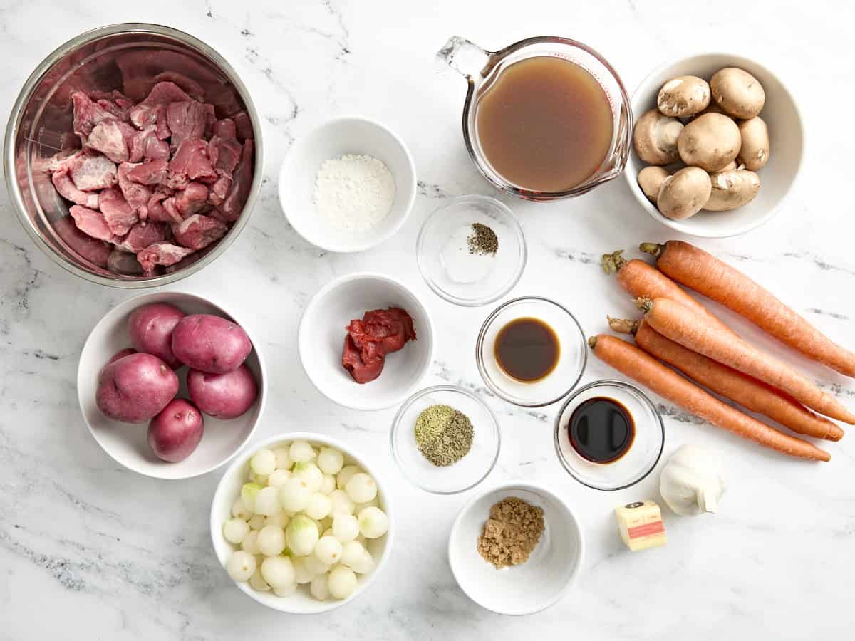 Ingredients for Instant Pot beef stew.