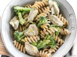 This super luscious Chicken and Broccoli Pasta with Lemon Cream Sauce comes together quickly for a weeknight dinner and uses only a few simple ingredients. BudgetBytes.com