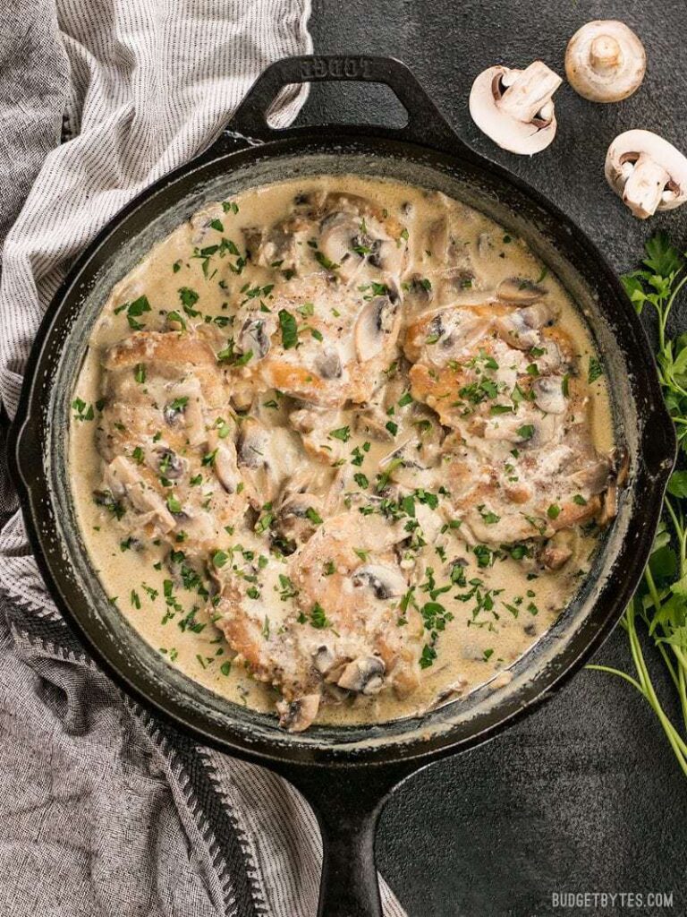 Creamy Garlic Mushroom Chicken - Budget Bytes