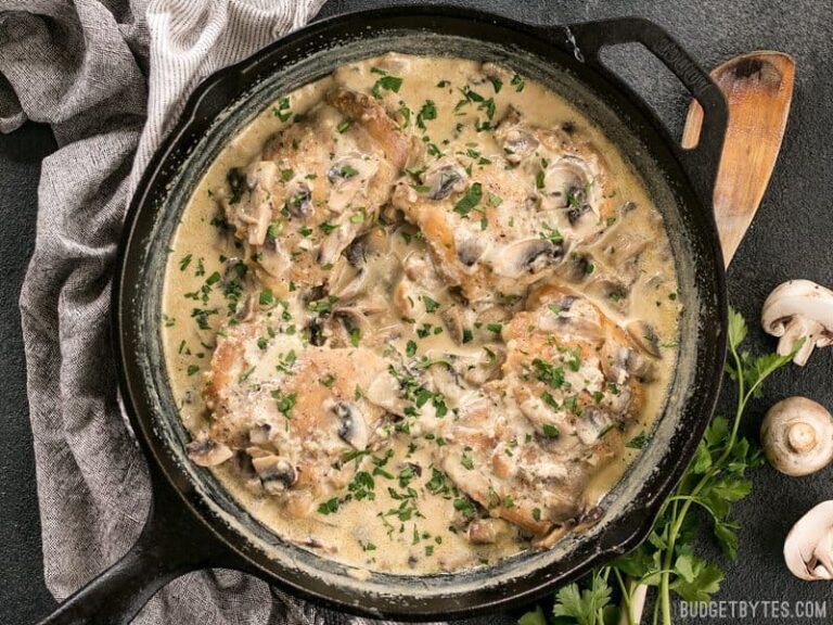 Creamy Garlic Mushroom Chicken - Budget Bytes