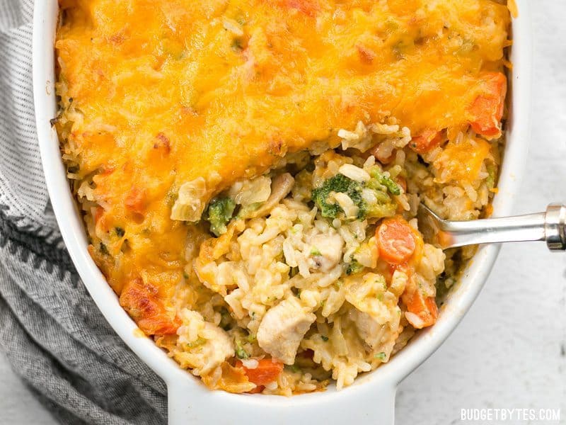 Cheesy Chicken Vegetable And Rice Casserole Budget Bytes