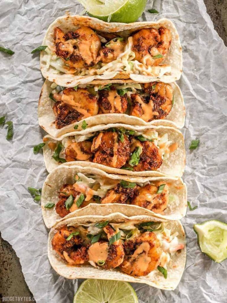 Blackened Shrimp Tacos with Creamy Coleslaw - Budget Bytes