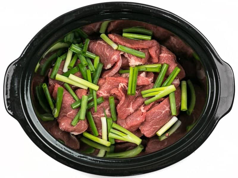 Beef and Green Onion in slow cooker