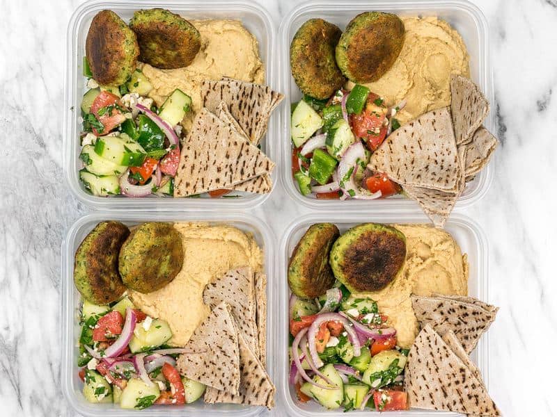 Falafel Hummus and Salad Meal-Prep Bento Boxes