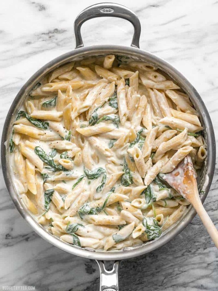 Spinach Alfredo Pasta - Budget Bytes