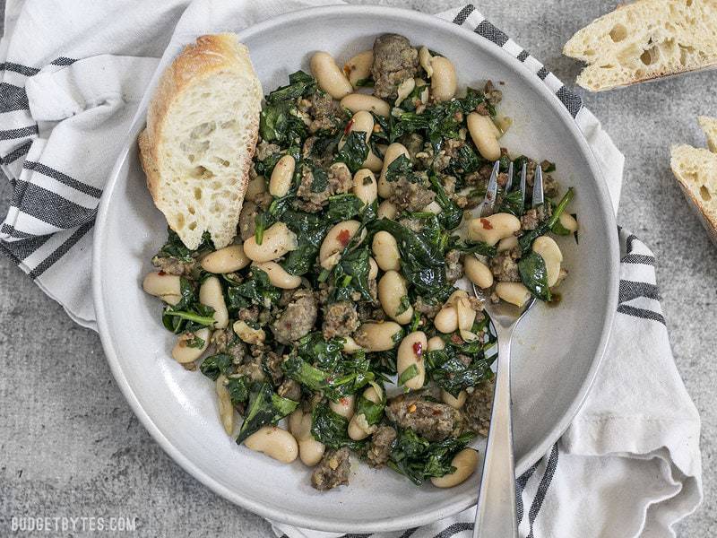 Easy One Pan Oven Roasted Sausage and White Beans