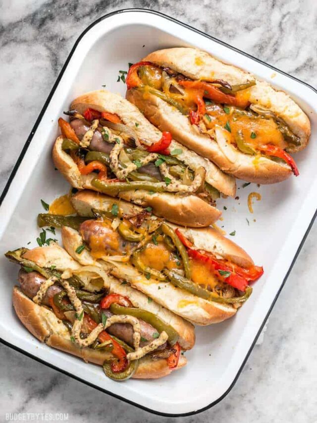 Roasted Bratwurst with Peppers and Onions - Budget Bytes