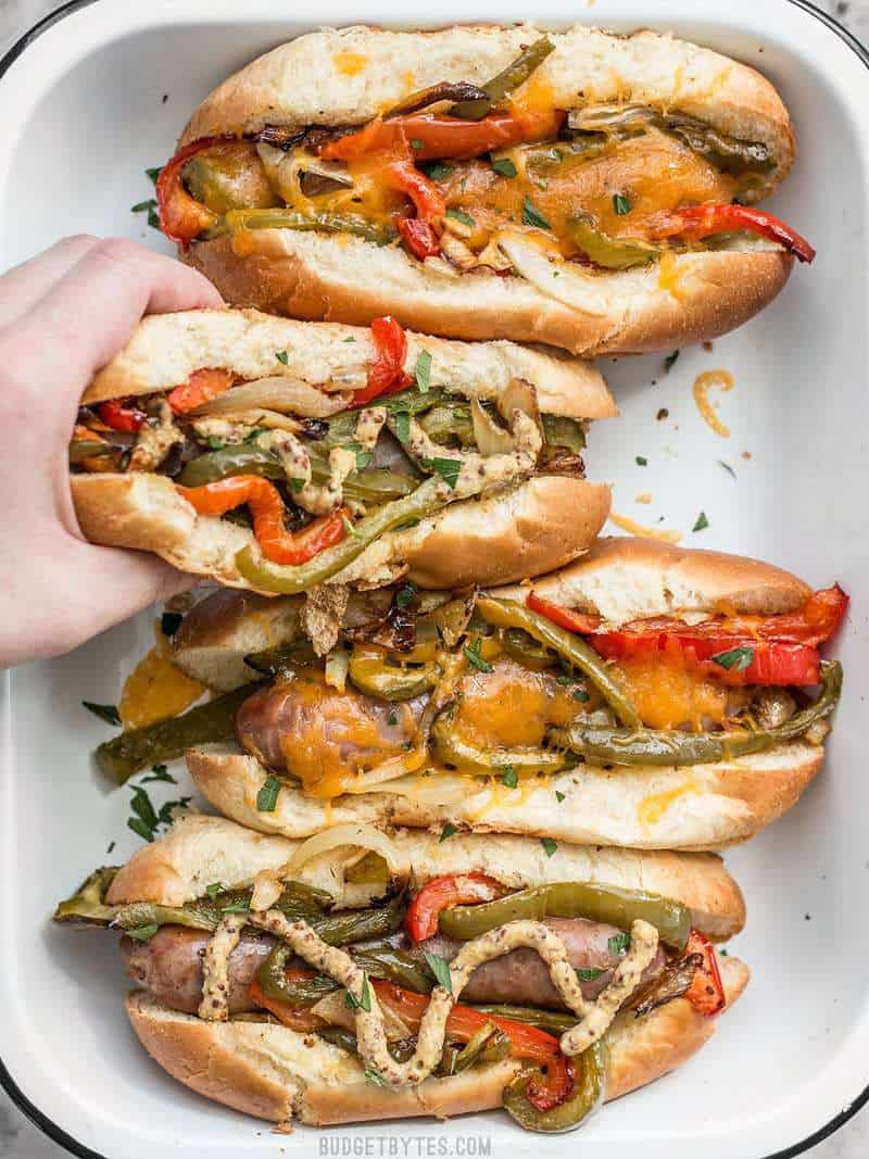 Roasted Bratwurst with Peppers and Onions - Budget Bytes