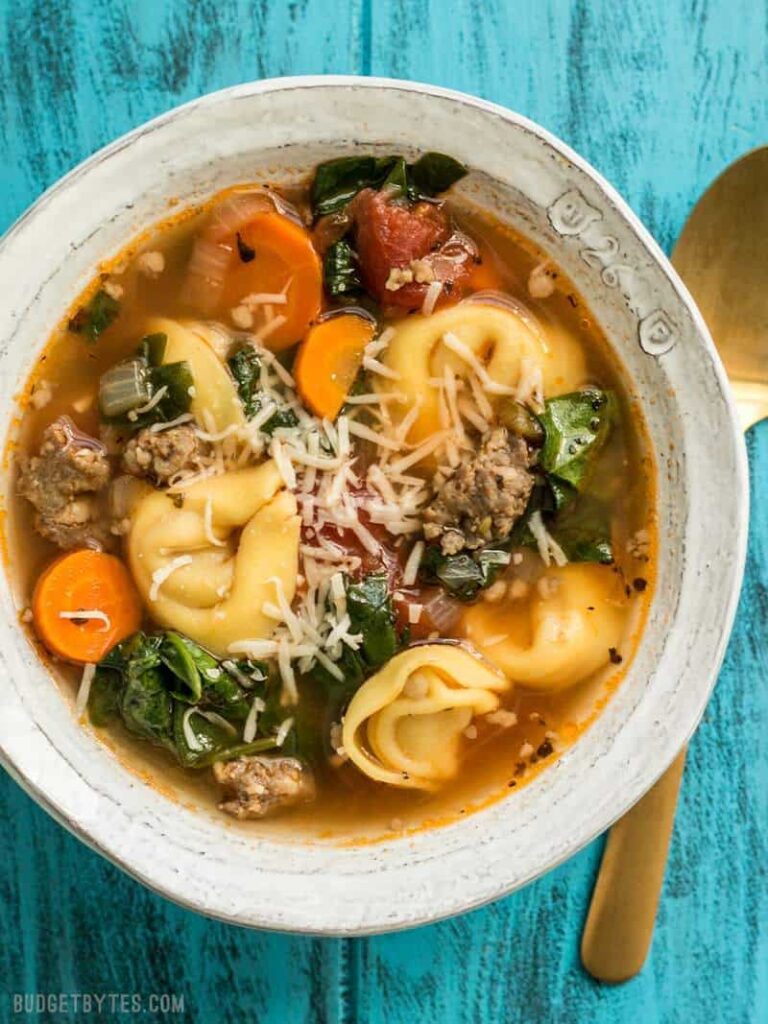 Sausage and Tortellini Soup - Step by Step Photos - Budget Bytes