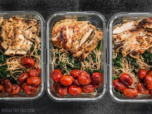 Garlic Parmesan Kale Pasta Meal Prep - Budget Bytes