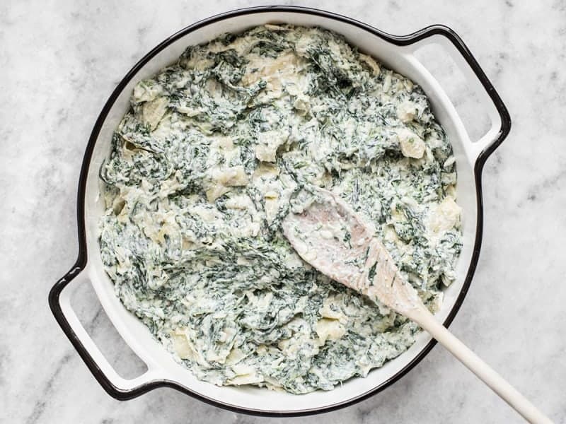 Double Spinach Artichoke Dip in Dish