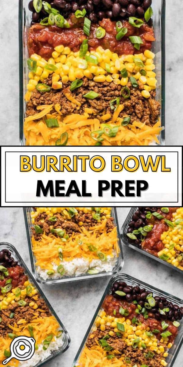 Burrito bowl meal prep Pin image