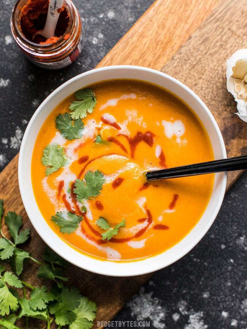 Thai Coconut Curry Carrot Soup - Vegan - Budget Bytes