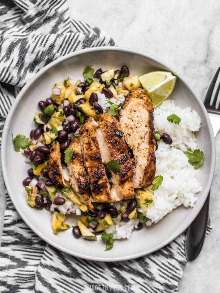 Jerk Chicken with Pineapple Black Bean Salsa - Budget Bytes