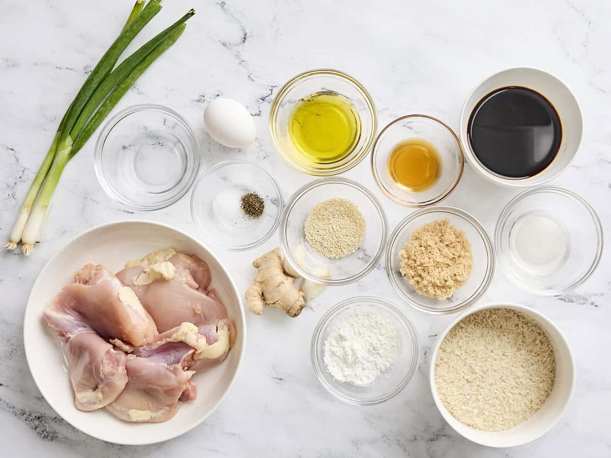 The ingredients for sesame chicken.