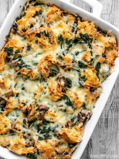 Kale Swiss and Mushroom Strata - Budget Bytes