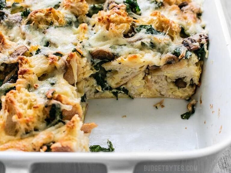 Kale Swiss and Mushroom Strata - Budget Bytes