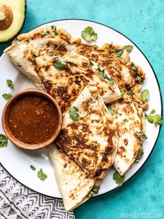 Creamy White Bean and Spinach Quesadillas Budget Bytes