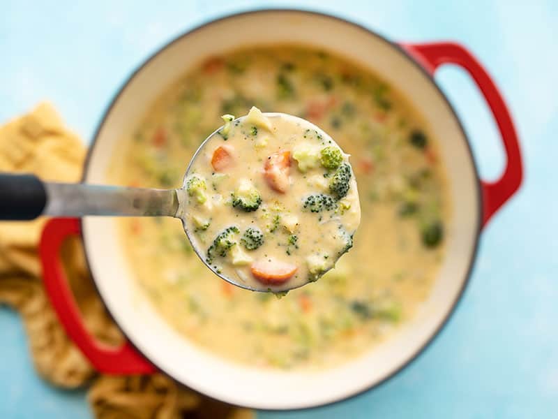 Slow Cooker Broccoli Cheese Soup {With Fresh Veggies} 