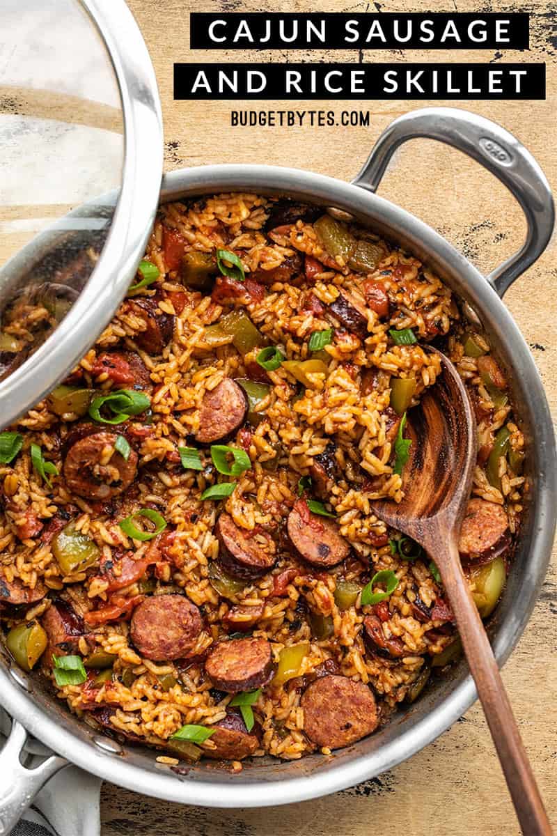 Saucisse Cajun Et Po L E De Riz   Cajun Sausage And Rice Skillet PIN1 