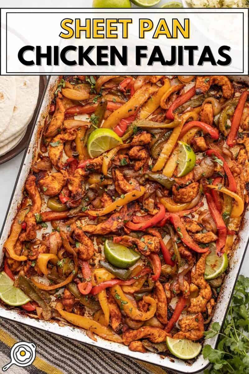 sheet pan chicken fajitas pin image