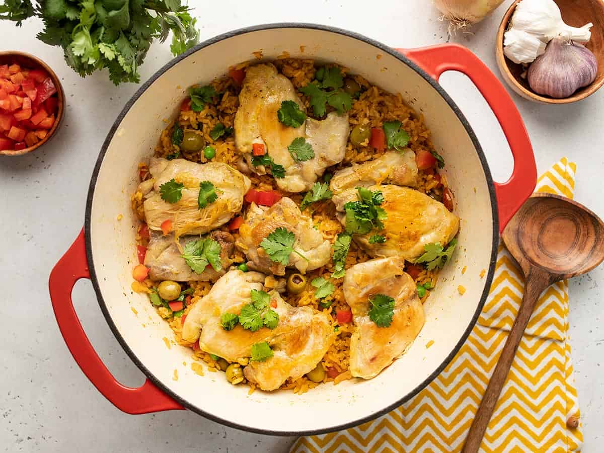 One Pot Puerto Rican Chicken and Rice - Immaculate Bites