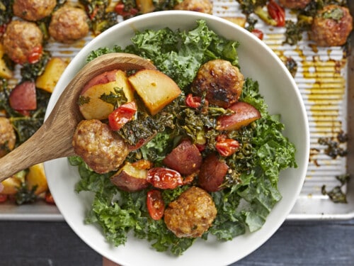 Sausage Meatballs and Kale Sheet Pan Meal - Budget Bytes