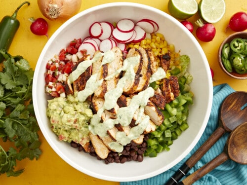 Turkey Taco Salad with Creamy Avocado Dressing - Budget Bytes