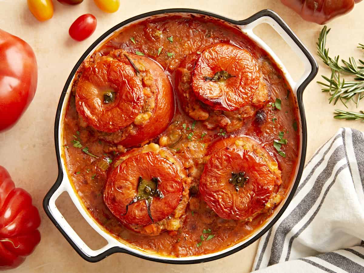 Tuscan White Bean Stuffed Tomatoes