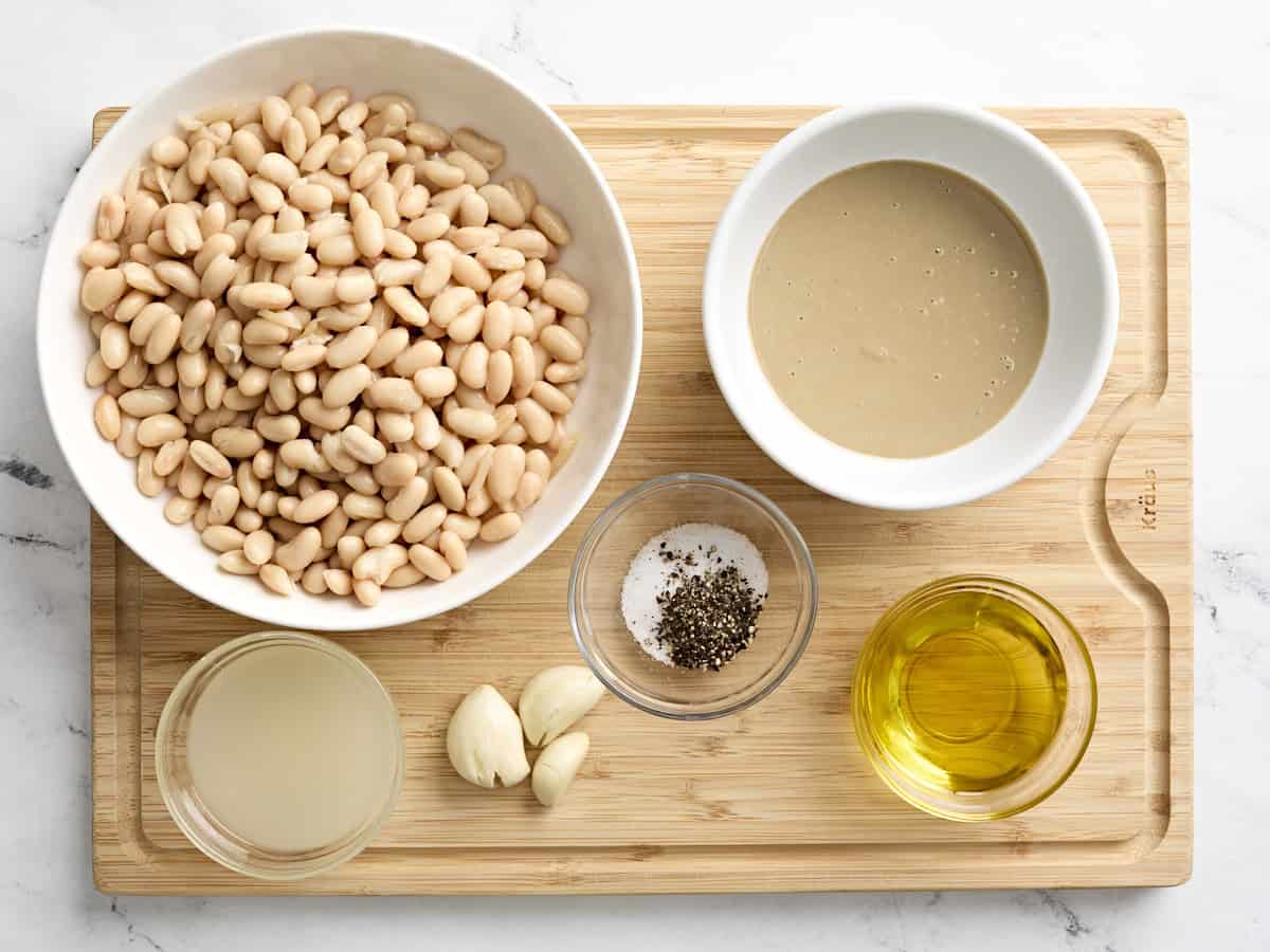 Ingredients for white bean hummus