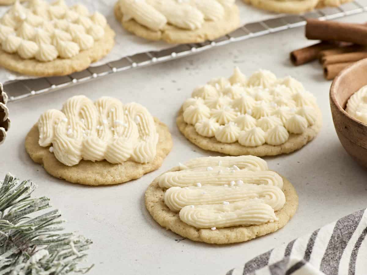 Side view of eggnog cookies.