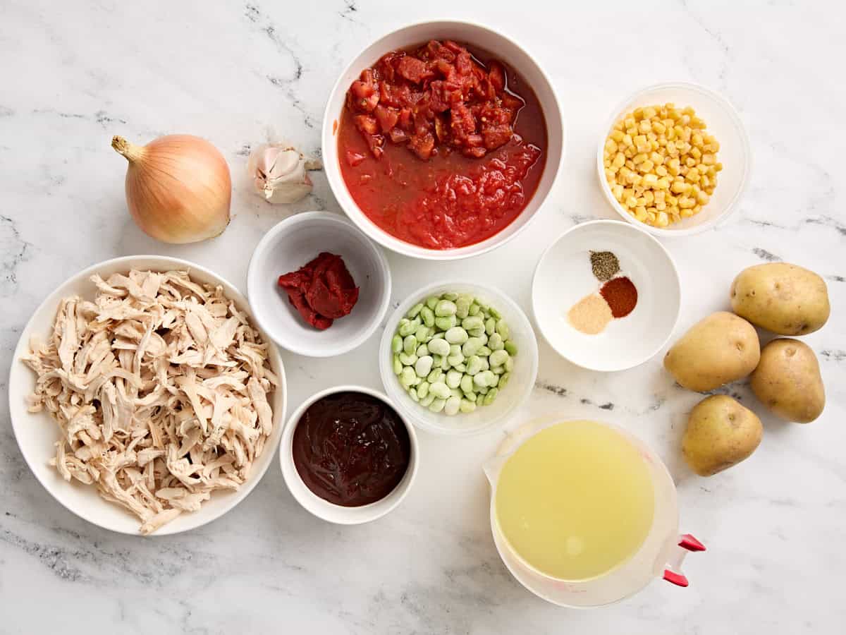 The ingredients for Brunswick stew.